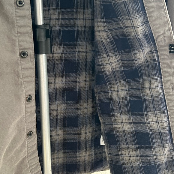 American Eagle Y2K Flannel Lined Canvas Shirt Button Up S\P\CH Gender Neutral - Picture 2 of 11